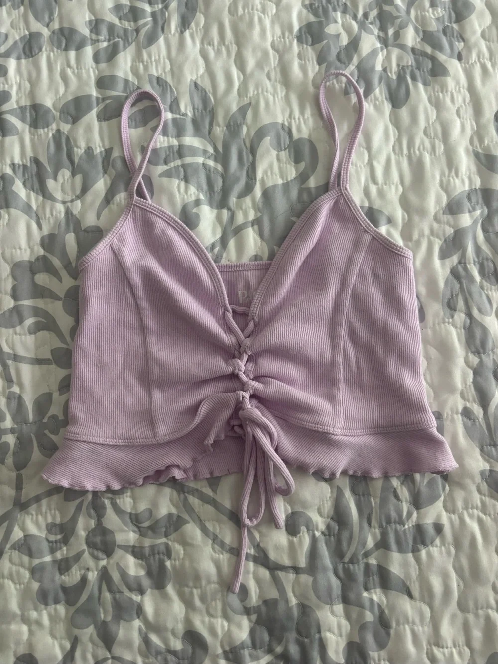 PacSun Lilac Ruched Tie-Front Cami